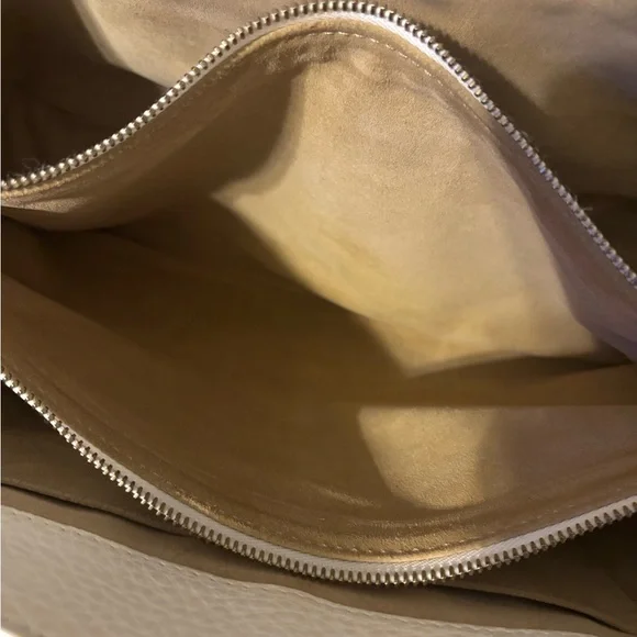 Celine Boogie White Leather Handbag with Gold Accents